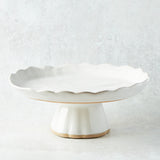 Etta B Pottery FLIRTY EDGE CAKE STAND Eyelet White