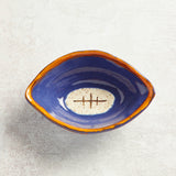 Etta B Pottery TAILGATE FOOTBALL BOWL Indigo & Orange