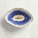 Etta B Pottery TAILGATE FOOTBALL BOWL Indigo & White