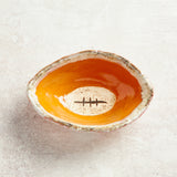 Etta B Pottery TAILGATE FOOTBALL BOWL Orange & White