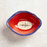 Etta B Pottery TAILGATE FOOTBALL BOWL Red & Indigo