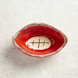 Etta B Pottery TAILGATE FOOTBALL BOWL Red & White