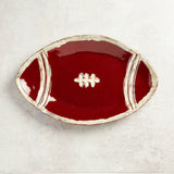 Etta B Pottery TAILGATE FOOTBALL PLATTER Crimson & White