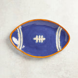 Etta B Pottery TAILGATE FOOTBALL PLATTER Indigo & Orange