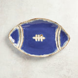 Etta B Pottery TAILGATE FOOTBALL PLATTER Indigo & White