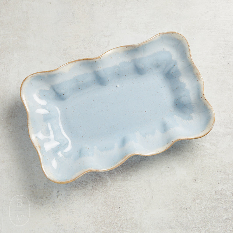 Etta B Pottery RUFFLED RECTANGLE DISH Wisteria