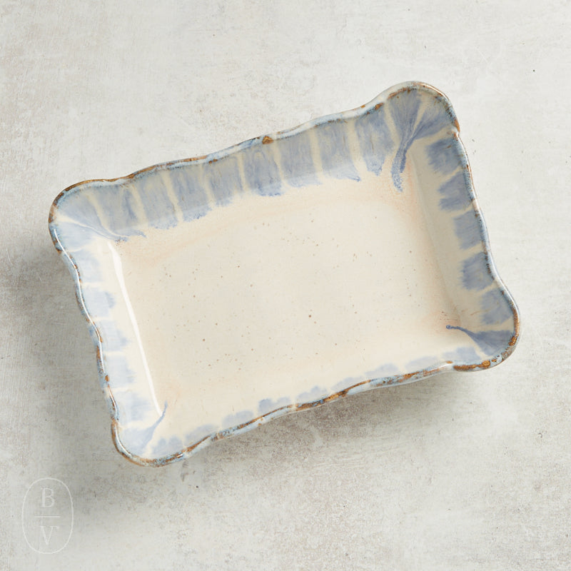 Etta B Pottery WAVED RECTANGLE BAKER Blue Willow