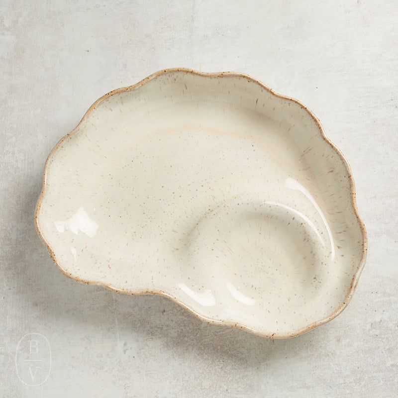 Etta B Pottery WAVY CHIP AND DIP DISH Chantilly Cream