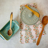 FLORAL FALL STRIPE TEA TOWEL