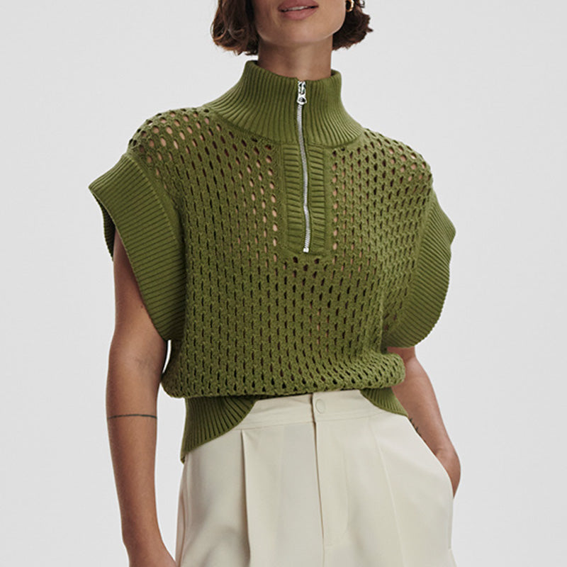 Varley GAINES HALF ZIP KNIT Fresh Fern