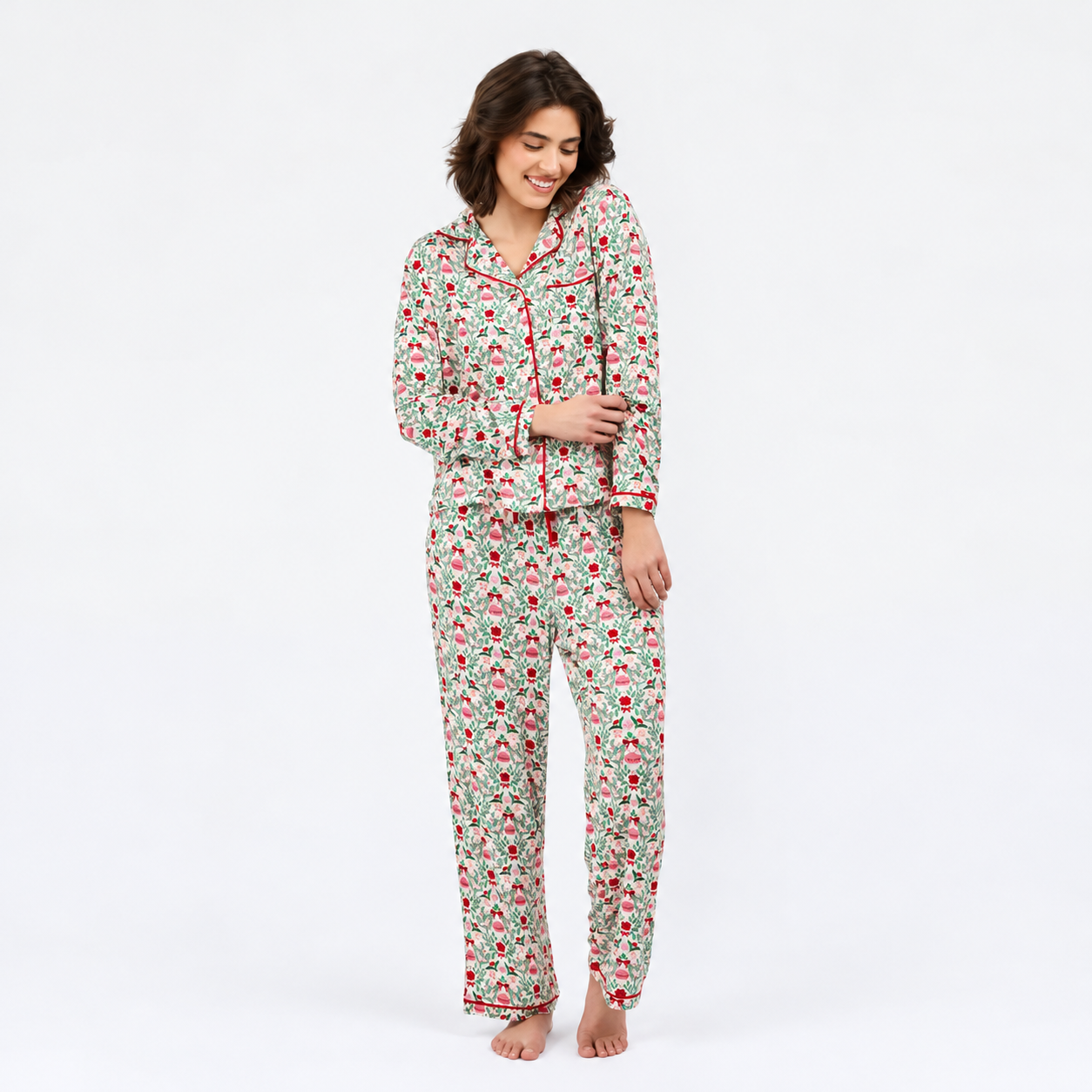 Mary Square CHARLOTTE LSLP PAJAMA SET TRIMMED WITH JOY