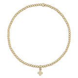 eNewton Design EGIRL CLASSIC GOLD BEAD CHARM BRACELET 5.5" Signature Cross Small Gold Charm 2mm