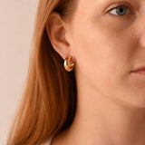 Golden Stella HAMMERED HOOP EARRINGS Wedge Gold 20mm