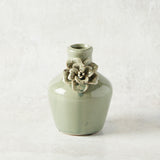 K and K Interiors CERAMIC VASE WITH RAISED FLOWERS Blue 5