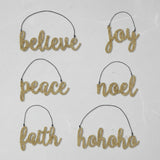 K and K Interiors GOLD GLITTERED HOLIDAY MESSAGE ORNAMENTS