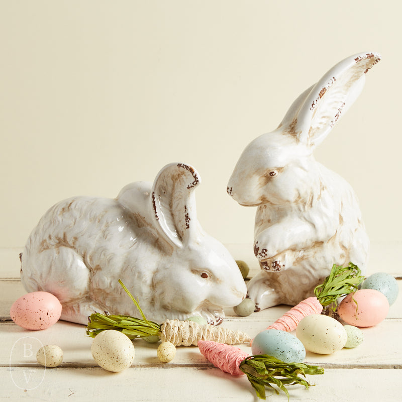 K and K Interiors VINTAGE WHITE CERAMIC BUNNY