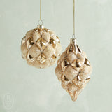 K and K Interiors BEADED MERCURY GLASS HOBNAIL ORNAMENT Gold