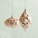 K and K Interiors BEADED MERCURY GLASS HOBNAIL ORNAMENT Pink