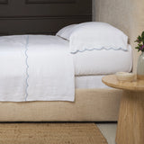 Pom Pom At Home KELLY LINEN SHEET SET White French Blue