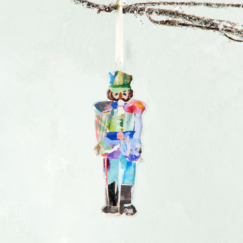 Lauren Dunn ACRYLIC NUTCRACKER ORNAMENT Green Jacket