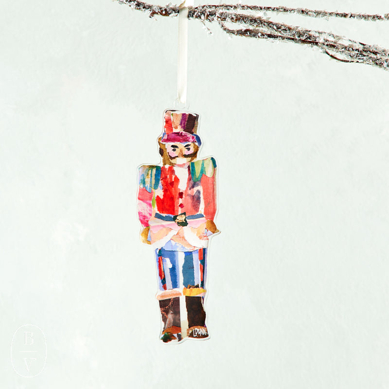 Lauren Dunn ACRYLIC NUTCRACKER ORNAMENT Red Jacket