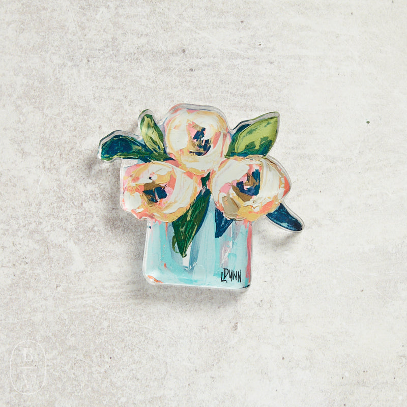 Lauren Dunn ACRYLIC BLOOM BLOCK Pink and White Peonies
