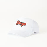 Littlebrightbird GAMEDAY DOUBLE PUFF SCRIPT TRUCKER HAT Dawgs #2 White