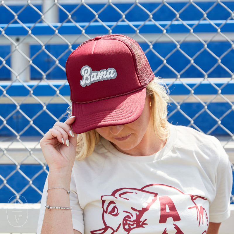 Littlebrightbird GAMEDAY DOUBLE PUFF SCRIPT TRUCKER HAT