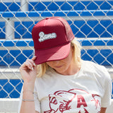 Littlebrightbird GAMEDAY DOUBLE PUFF SCRIPT TRUCKER HAT