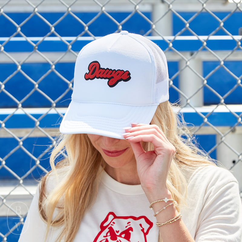 Littlebrightbird GAMEDAY DOUBLE PUFF SCRIPT TRUCKER HAT
