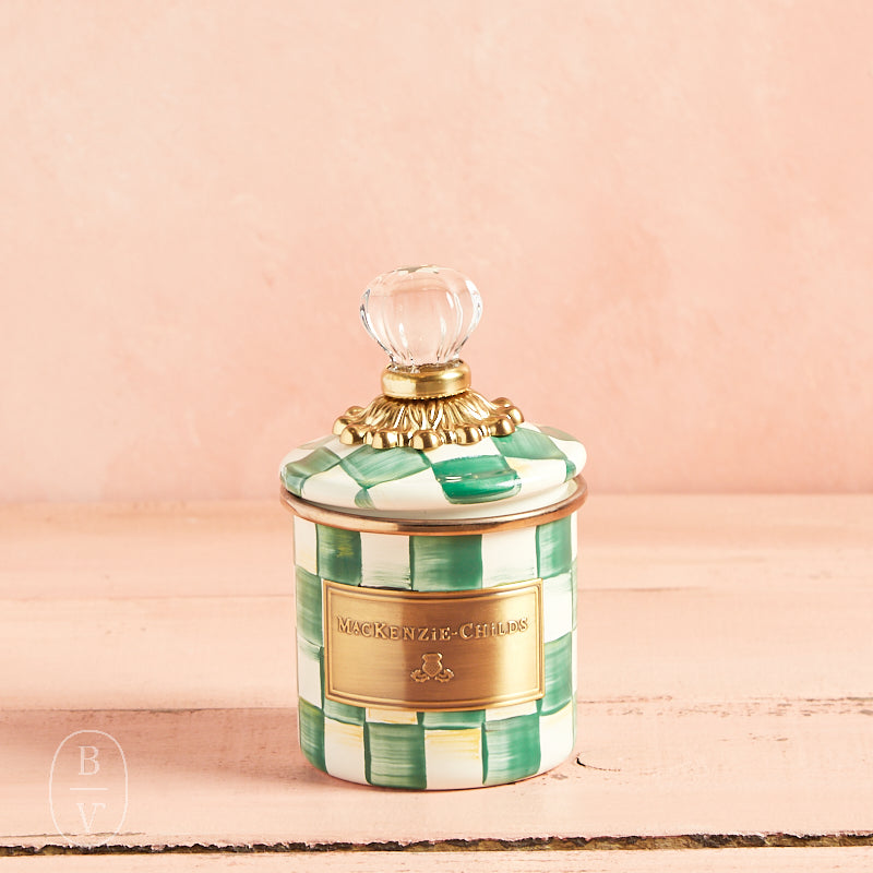 MacKenzie-Childs CANISTER WITH LID Emerald Check Mini