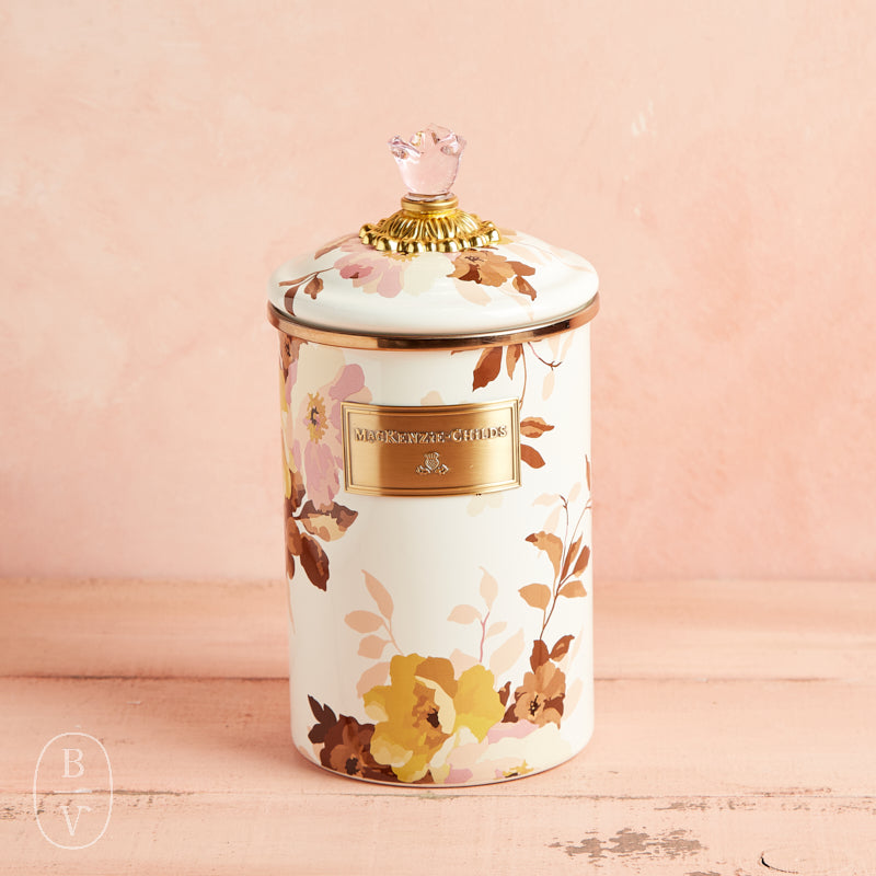 MacKenzie-Childs CANISTER WITH LID Wild Rose White