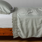 Bella Notte Linens MADERA LUXE FLAT SHEET WITH DONELLA LACE Eucalyptus