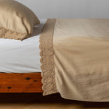 Bella Notte Linens MADERA LUXE FLAT SHEET WITH DONELLA LACE Honeycomb