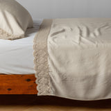 Bella Notte Linens MADERA LUXE FLAT SHEET WITH DONELLA LACE Parchment