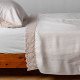 Bella Notte Linens MADERA LUXE FLAT SHEET WITH DONELLA LACE Pearl
