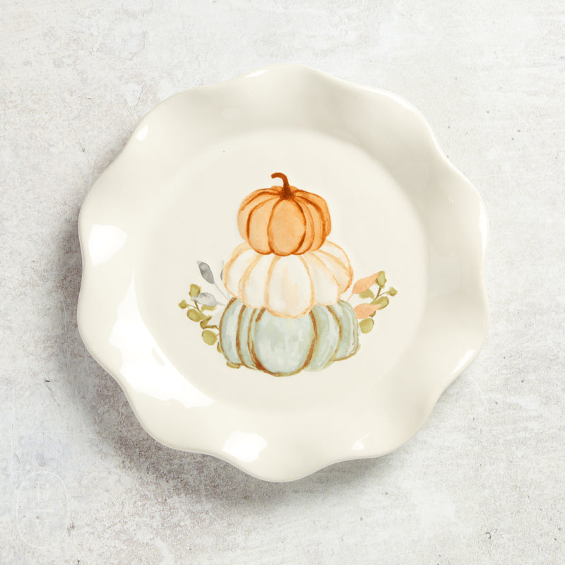 Mudpie GATHER SALAD PLATE Stacked Pumpkin