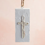 Mudpie WHITE CHRISTMAS BLOCK ORNAMENT Cross