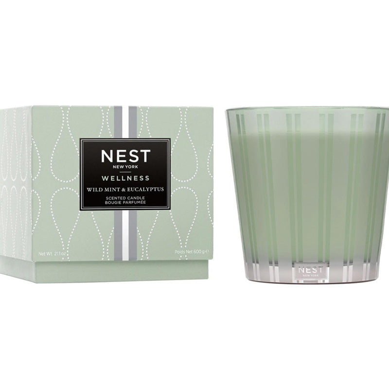 Nest Fragrances SEASONAL THREE WICK GLASS CANDLE Wild Mint and Eucalyptus