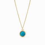 Julie Vos FLEUR DE LIS GOLD SOLITAIRE NECKLACE Iridescent London Blue