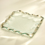 Annieglass RUFFLE SQUARE TRAY Platinum 15