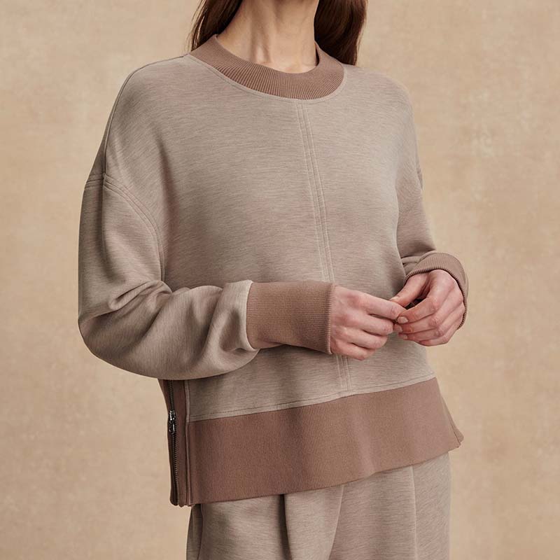 Varley PHILIPPE CROP SWEAT Taupe Marl Ginger Snap