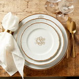 Pickard China PICKARD SEA ISLAND SALAD PLATE Ultra White Gold Monogram