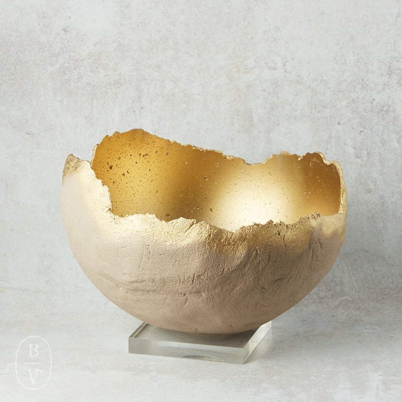 Pines to Palms CEMENT BOWL Weimaraner Gold Inside