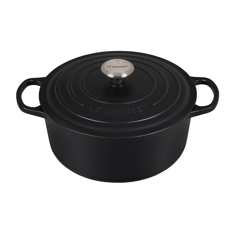 World Cuisine A1730210 Black Cast Iron Round Dutch Oven