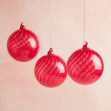 Raz Imports SWIRL FUSCHIA BLOWN GLASS ORNAMENT Ball