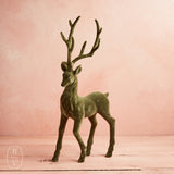 Raz Imports GREEN FLOCKED DEER Standing