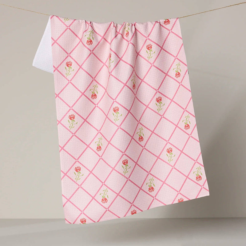 Geometry ROSE LATTICE TEA TOWEL