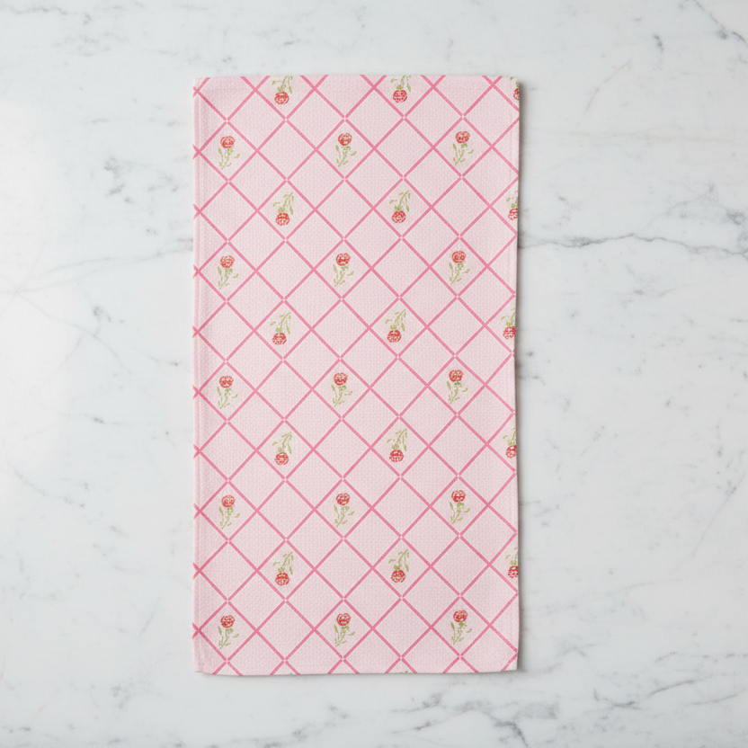 Geometry ROSE LATTICE TEA TOWEL
