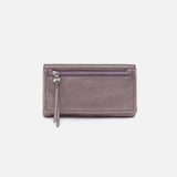 Hobo LUMEN CONTINENTAL WALLET Metallic Leather Pewter Spur